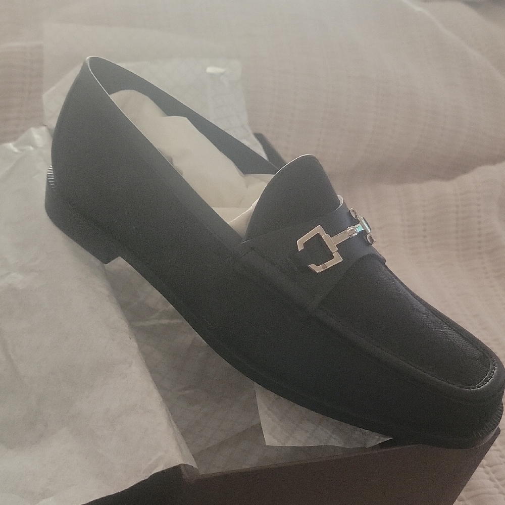 Elegant Women's Gucci  Guccissima Black Fabric Loafers with Horsebit 39.5,